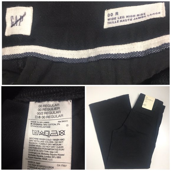 Gap Wide Leg High Rise Black Cropped Jeans Size 00 - Picture 5 of 6